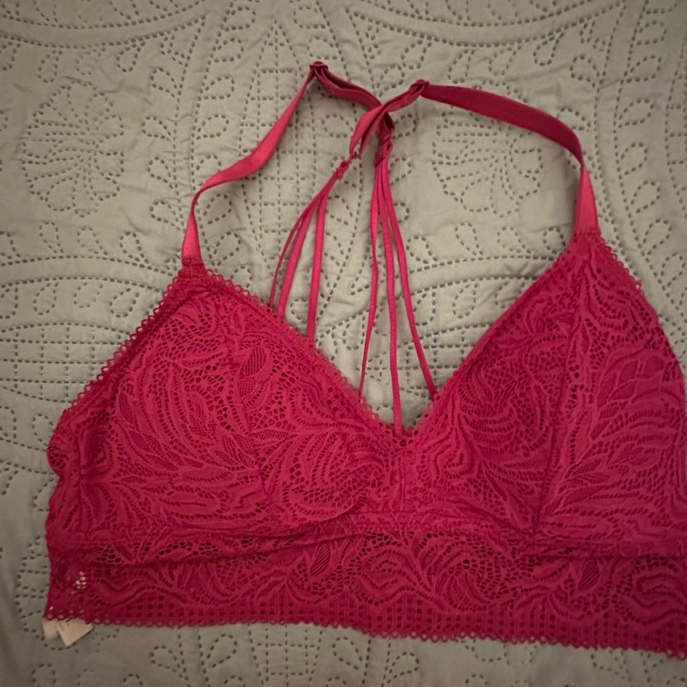 Auden Hot Pink Lace Strappy Bralette